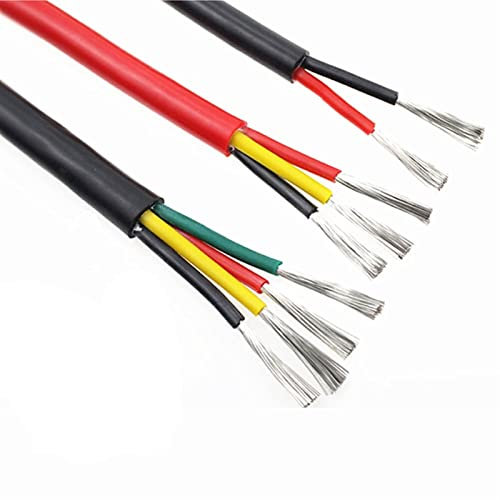 Warming Cable 3Meters Heat Resistant 180°C Wire, Soft Silicone Cable, 2 Core 3 Core 4 Core 5 Core 6 Core 8 Core, 0.2mm 0.3mm 0.5mm 0.75mm 1.0mm 1.5mm Heating Durable (Color : 2 core, Size : 0.5mm 20