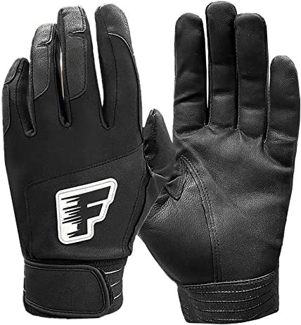 FINGER TEN Baseball Handschuhe Batting Gloves Super Grip and Protective Handschuhe, Jungen Mädchen Sommer Outdoor Sporthandschuhe (Adult Size-Schwarz, L Adult)