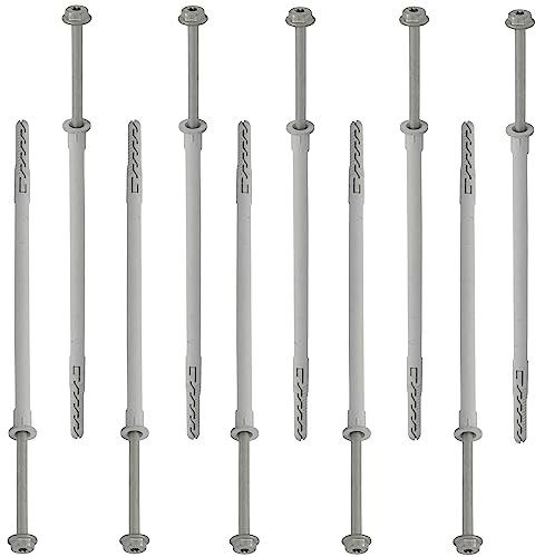 AERZETIX - C67144 - Set di 10 tasselli in plastica Ø10x260mm con flangia + 10 viti Ø7x270mm autofilettanti con flangia a testa esagonale impronta a stella TX40 - fissaggio mattone cemento