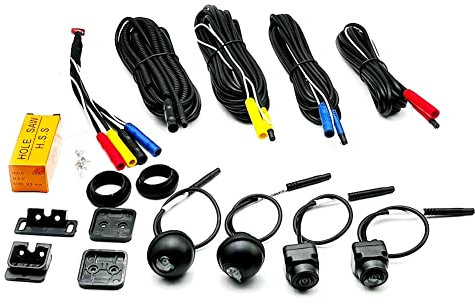 KIKAPA Caméra de Voiture à 360° avec Vue Panoramique Panoramique 1080P AHD Système de Caméra de Vue Droite + Gauche + + Arrière pour Android Auto Radio