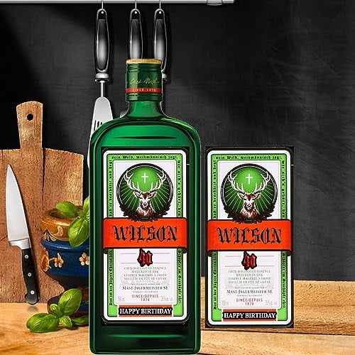 Personalised Customized Sticker Bottle Label Jagermeister for Birthday, Thank You, Christmas, Anniversary 70cl