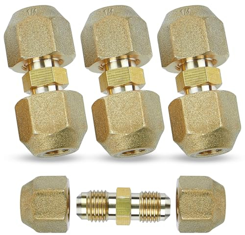 GZLFH Set di 4 nippli di collegamento per aria condizionata, 1/4, 10,8 mm, filettatura per tubo di rame da 6,35 – 6 mm