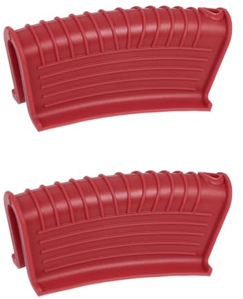 sourcing map 2pcs Silicone Assist Hot Pan Handle Holder Hot Skillet Handle Covers Pot Holder Sleeve Non-Slip Heat Resistant for Kitchen Pot Frying Pans Cookware Red