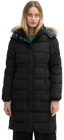 TOM TAILOR Damen Puffer Parka mit Abnehmbarer Kapuze, 14482 - Deep Black, L