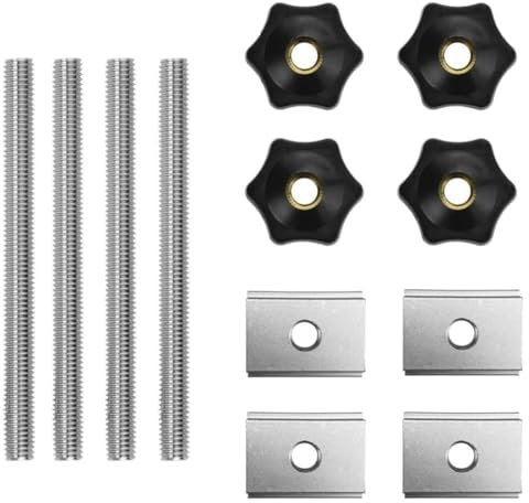 KLYNGTSK 4 PCS Vis de Serrage M8 Boutons à Main en Forme d'étoile Vis Papillon Bouton T-Track Écrous Coulissants avec 4 Tiges Filetées et 4 Écrous à Bouton pour Travail du Bois, Équipement Mécanique