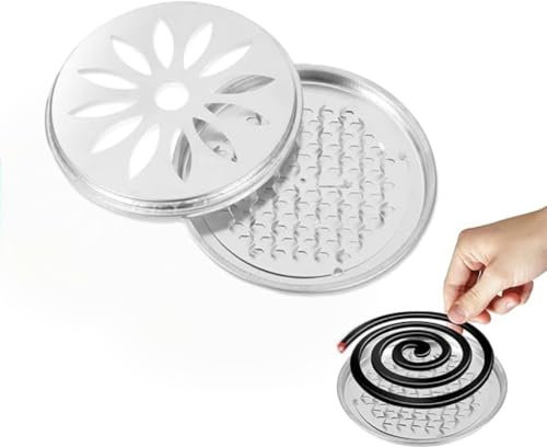 Support en Acier Inoxydable pour Bobine de Moustique, Support de Bobine de Moustique avec Couvercle, Support en Spirale de Moustique, pour Chambre à Coucher Jardin Camping Voyage (B)