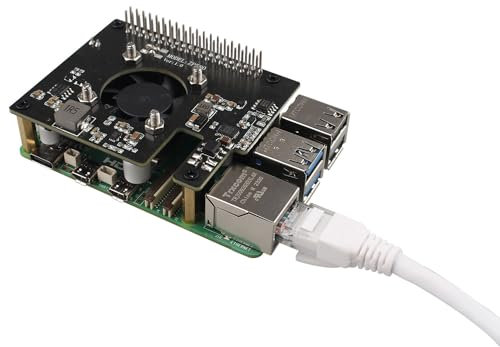 ZDE ZP580 PoE+ HAT for Raspberry Pi 5 Power Over Ethernet HAT Adapter Board Supports 802.3af/at Network Standard with Onboard Cooling Fan