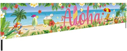 Hawaiianische Party-Dekorationen, extra großes Aloha-Schild, Banner für Sommer, tropischer Strand, Aloha-Party-Dekorationen, 299,7 x 50,8 cm