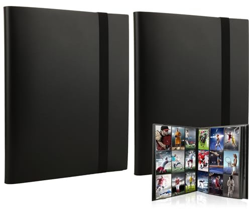LOPYXBR 2 Stück Sammelkarten Album 9 Pocket, Jeder Album 360 Pockets Karten Sammelalbum 20 Seiten Pro 18 Pocket, Sammelalbum Karten mit Elastischer für Karte Geschenk Geburtstage Weihnachten