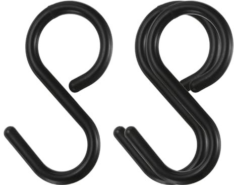 sourcing map 3pcs S Hooks 3.5 Plastic Hanging S Shaped Hooks Large S Hanger Closet Rod Hooks for Hanging Kitchen Utensils Cups Plants Jewelry Jeans Clothes Towels Tools, Black