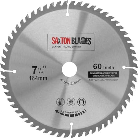TCT18460T20B TCT Circular Saw Blade 184mm x 60T x 20mm Bore (16mm ring) fits Evolution Bosch Makita etc