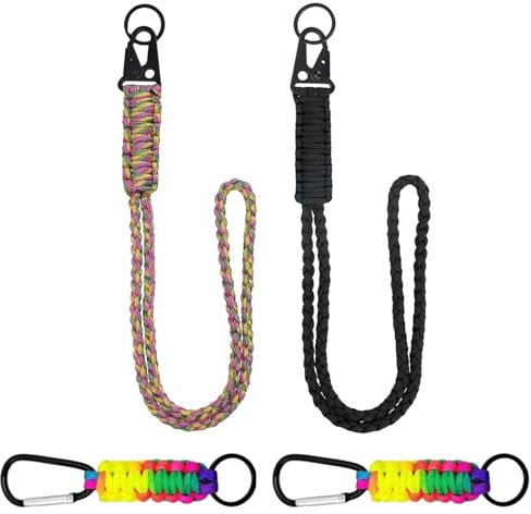 SHENGYIG 4 Stück Geflochtene Schlüsselbänder mit Karabiner, 55 cm und 15 cm, Farbige Makramee-Schlüsselbänder, Ideal für Schlüssel, Kameras, Taschenlampen und Pfeifen