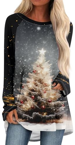 2024 Angebote Elektronik Blitzangebote des Tages,Weihnachts Tshirt Weihnachtsshirt Damen Langarm Ugly Christmas Sweater Weihnachtsoutfit Weihnachtsbluse Weihnachts Oberteil(White,3XL)