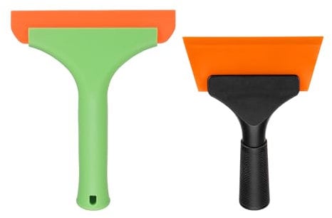 sourcing map Escobilla de ducha pequeña de silicona para puertas de cristal, escobilla de baño de 6 pulgadas con escobilla de goma pequeña de 5 pulgadas para espejo de ventana de baño, verde/naranja,