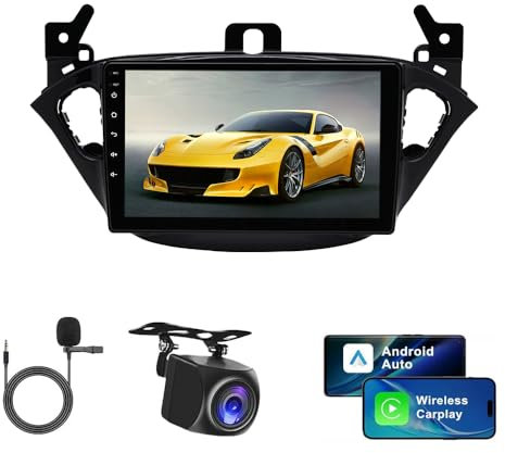 Android 13 Car Stereo for Opel Vauxhall Corsa E 2015-2019 9 Inch w/Wireless Carplay & Android Auto GPS Navi Double Din Car Radio Receiver w/AHD Backup Camera Mic SWC Mirror Link FM/AM/RDS, 2G+32G