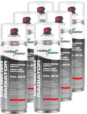 Roda Color Heizkörperspray RAL9016 Verkehrsweiss Sprühlack 6er Set - 400ml Spraydose