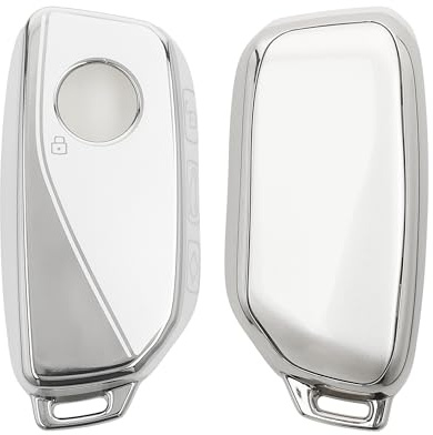 kwmobile Autoschlüssel Hülle kompatibel mit BMW 4-Tasten X7 X1 U11 iX ix1 7er G07 I7 Autoschlüssel - Schlüsselhülle Silikon Cover - Silber matt