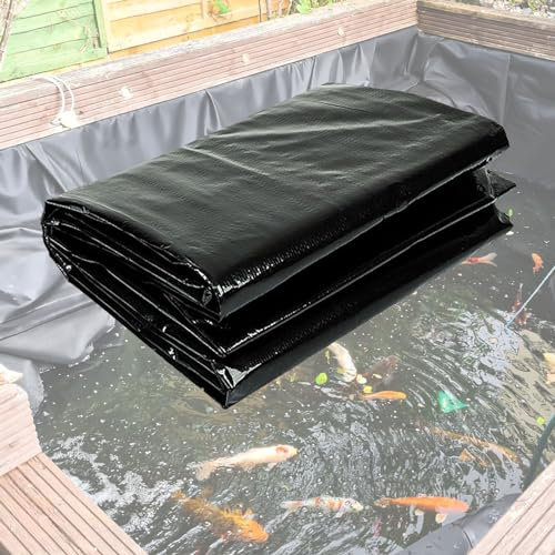Lona de plástico de polietileno negro de 10 x 12 m, resistente al agua, lona de plástico duradera para estanques de peces, membrana flexible a prueba de humedad