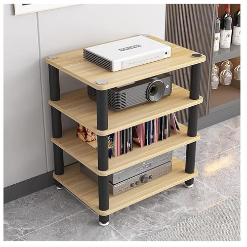 Audio Video Media Stand Meuble de rangement robuste à 4 niveaux pour supports audio et vidéo, étagère pour composants stéréo, consoles de jeux, appareils de divertissement, équipement électronique, t