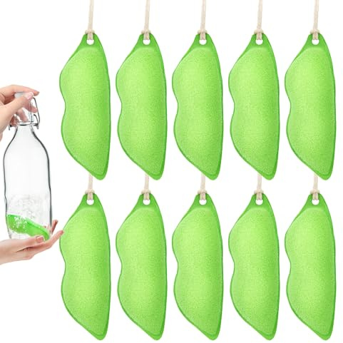 Yesaler Erbsenförmiger Flaschenreiniger Schwamm Reinigungsschwamm Küchenschwämme 10 Stück Grün für die Reinigung von Wasserflaschen