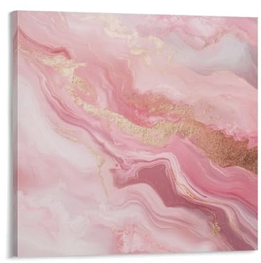 Jubonexis Lienzo de mármol de oro rosa para pared, pintura estética para sala de estar, decoración de granja, sin marco, 40 x 40 cm