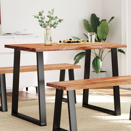 Keeushr Esstisch Baumkante 110x70x75 cm Massivholz Akazie mit stabilen U-Beinen und Tisch Akazie für Esszimmer oder Küche