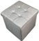 HomeHarmony® Quilted Top Folding Storage Ottoman Seat, Stool, Toy Storage Box Linen Look (Grey, Medium)