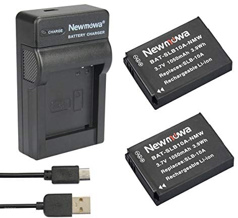 Newmowa SLB-10A Batteria (confezione da 2) e Portable USB Caricatore kit per Samsung SLB-10A, JVC BN-VH105 e Samsung ES50, ES55, ES60, EX2F, HMX-U10, HMX-U20, HZ10W