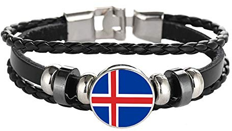 Island Flagge geflochtenes Armband Leder Kette Kristall Armband Souvenir, Mode handgefertigte Armband für Mann & Frau besonderes Tagesgeschenk