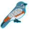 Bügelbild Patch Applikation zum Aufbügeln Vogel blau Silber 5,5 x 2,5 cm