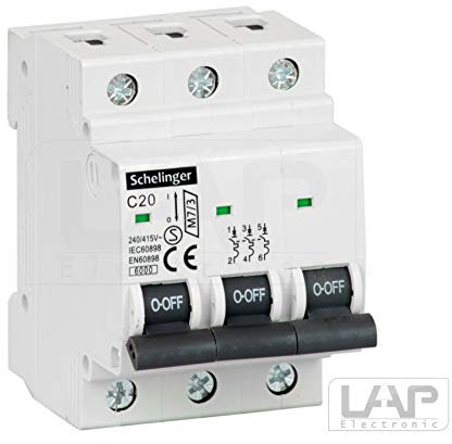 Leitungsschutzschalter LS-Schalter Sicherungsautomat 10A bis 32A 1-polig 3-polig (3-polig C 20A)