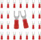 CEEYSEE 100 Pezzi Forcella Capocorda Elettrico Terminale Connettori Elettrici Diametro Foro M4 Crimpare Connettori – Per Cavi Da 0,5 – 1,5 mm² (Rosso/YPFH)