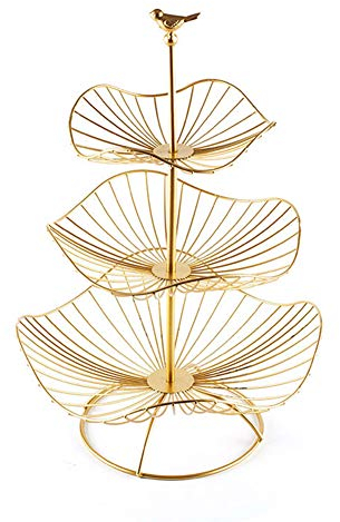 FYBlossom Obstschale Etagere Obst,3-stufiger Metall Obstschale Servierkorb und Snack-Verkaufsständer,Perfekt für Obst,Gemüse,Snacks,Haushaltsgegenstände und vieles mehr (Gold)