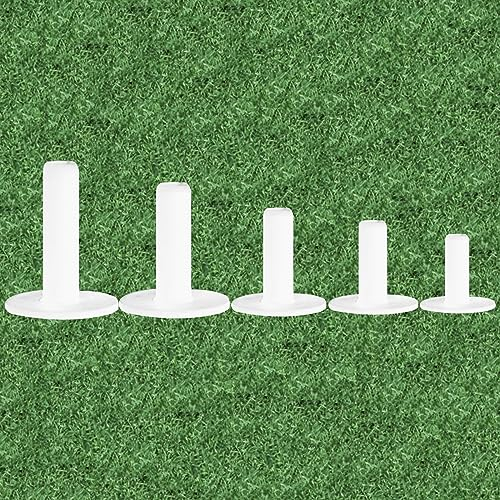 LOVMEAD Golf Tees Gummi Kurz Lang Golftees Driving Range Tee Gemischt Set Wert 5 10 Stück, Übungs Golftee Training Wintertees Holder 38 57 70 76 80 mm für Übungsmatte (Weiß-5 Stück)