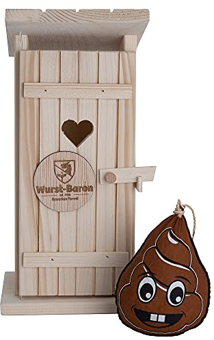 WURSTBARON® Haufen Smiley mit Holzklo, leckere Salami im witzigen Design, hochwertige Qualität und rauchiges Aroma, lustiges Geschenk, 240 g