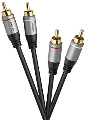 celexon 2 cables de audio estéreo RCA de 10,0 m, 2 conectores RCA a 2 conectores RCA macho, Plug & Play, Professional Line