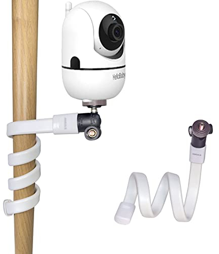 JAMUILS Flexible Twist Baby Monitor Mount with Mini Tripod Ball Head, Compatible with Hellobaby Babyphone HB65 Motorola Arlo Pro and Any Security Camera with 1/4 Screw Twist Holder
