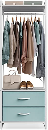 Sorbus Premium Cothing Rack with Drawers - Heavy Duty Wardrobe Closet with Metal Frame & Wooden Top - 70Inch Tall Garment Rack- Lightweight Freestanding Coat Closet - for Hallway, Bedroom