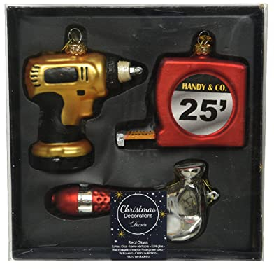 Kaemingk Christbaumschmuck Glas Heimwerker Werkzeug & Geräte Set 3-teilig 8cm Weihnachtskugeln rot Gold