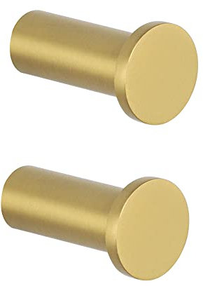 SAYAYO Ganci in Acciaio Inox Fissaggio a Muro Gancio Appendiabiti Ganci da Parete per Accappatoio da Bagno Cucina Garage, 2 Pezzi, Oro Chiaro