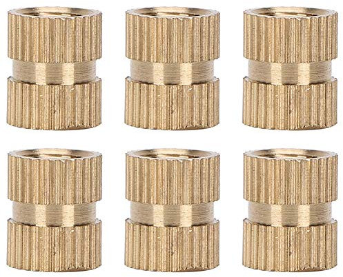 Zerodis 100 Stück metrische Rändeleinsätze, Messing, Doppelpass-Einbettung, 100 Stück, Rändelmuttern, Messinggewinde, Messing-Rändel, runde Einsatzmuttern, Doppelpass-EmbedFastener M6 x 10 x 8