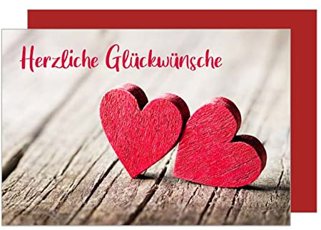 Edition Seidel Premium Geburtstagskarte mit Umschlag. Glückwunschkarte Grußkarte Billet Happy Birthday Herzliche Glückwünsche Mann Frau Karte Herzen Love shabby chic (G3158 SW023)