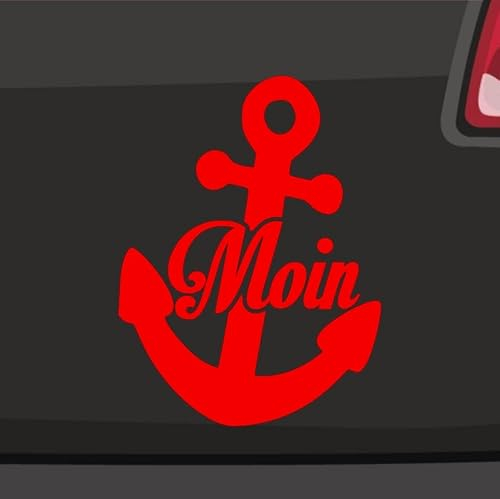 Generisch Anker Moin Aufkleber Sticker Rügen Sylt Norden Wasser Nordsee Ostsee See 77x58cm Farbe: Neonrot