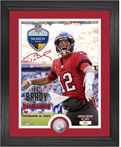 Highland Mint NFL Munich Game Tampa Bay Buccaneers Tom Brady Silver Coin gerahmtes Bild 40x33