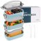 Bugucat Lunchbox Edelstahl 1700ML,Bento Box Brotdose Auslaufsicher Luftdichte Brotzeitbox mit Fächern und Besteckset, Frühstücksbox Jausenbox für Unterwegs,Brotbüchse Vesperdose für Erwachsene Blau