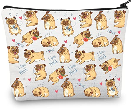 Kosmetiktasche mit Mops-Motiv, Geschenk für Mops-Liebhaber, Make-up-Tasche, Mops-Besitzer, Geschenk, niedlicher Mops, Reise-Organizer, Mops-Tasche, modisch