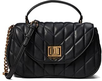 KARL LAGERFELD Damen Maybelle Satchel Handbag Umhängetasche, Schwarz/Gold