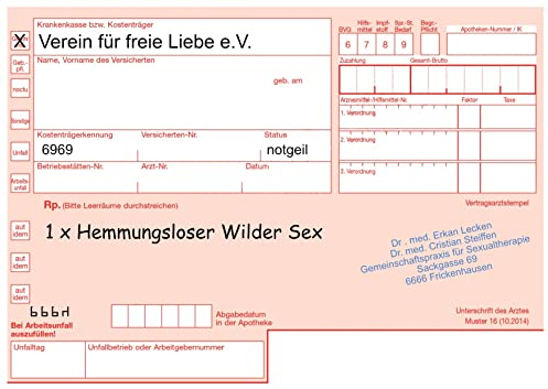 Bezify Einmal Hemmungsloser Sex auf Rezept Scherzartikel Sex Lustverordnung: Das humorvolle Rezept für sinnliche Ekstase