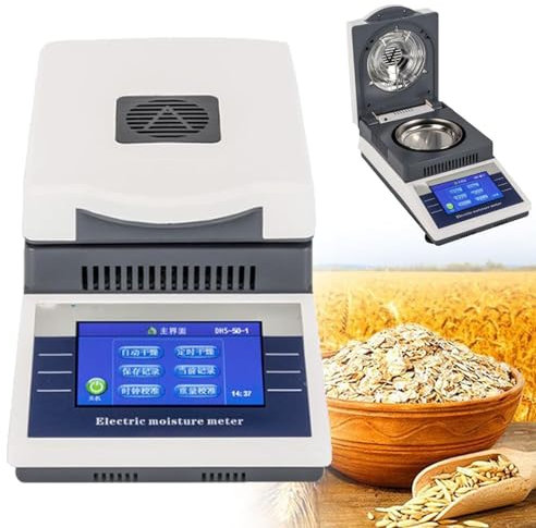 Cashwise Digitaler Touchscreen Fast Labor Feuchtigkeitsanalysator Tester Halogen -Feuchtigkeitsmessgerät für Pulver/Kräuter/Tee/Fleisch/Lebensmittel mit USB- und RS232 -Anschlüssen,110g/1mg