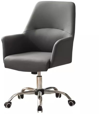 LEIYTFE Verstellbarer Arbeitsstuhl PU Leder Hochlehner Drehstuhl Mit Armlehne, Rollbarer Stuhl Moderner Schreibtischstuhl Für Wohnzimmer Und Schlafzimmer,Ergonomisch Gepolstert (Color : Dark Grey)